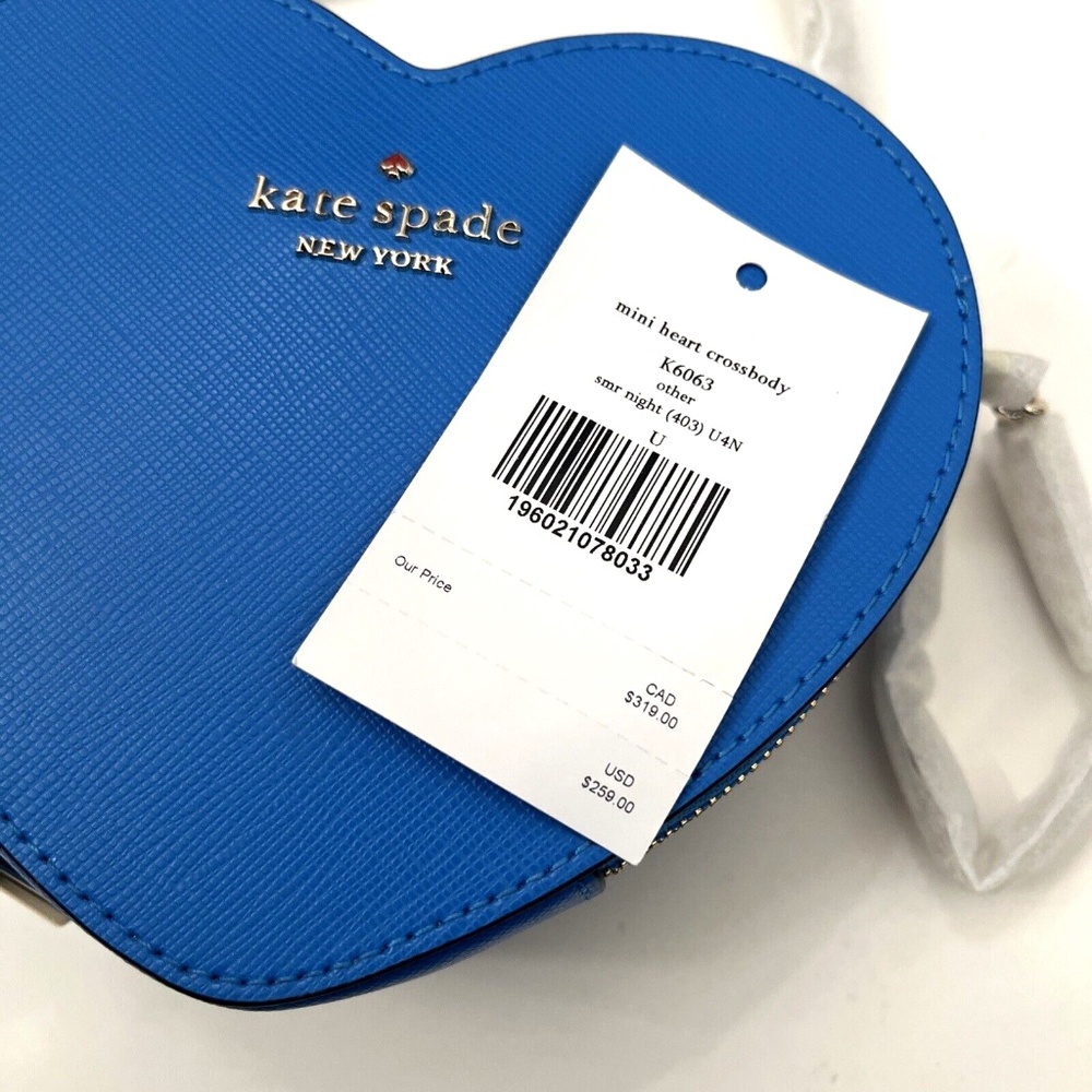 KATE SPADE Love Shack Mini Heart Crossbody Summer Night Blue K6063 NWT $260 - Picture 13 of 13